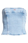 Diesel De-ville Strapless Denim Crop Top In Denim