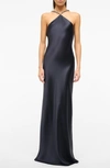 STAUD CADENCE BEADED SLEEVELESS SATIN MAXI DRESS