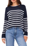 Vince Camuto Round Neck Stripe Print Sweater - 100% Exclusive In Classic Navy