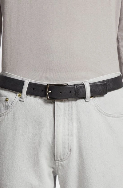 Zegna Deerskin Buckle Belt In Black