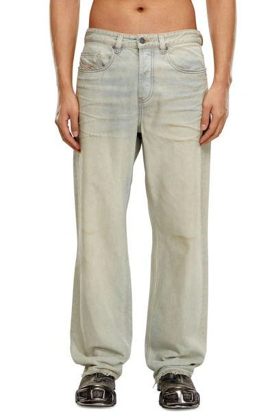 Diesel D-macro Cotton Denim Straight Jeans In Beige
