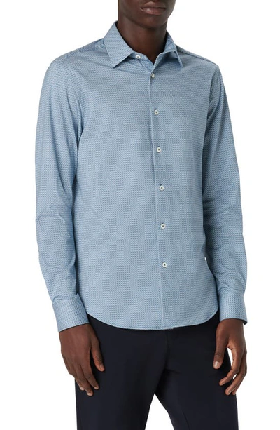 Bugatchi James Ooohcotton® Geometric Print Button-up Shirt In Turquoise