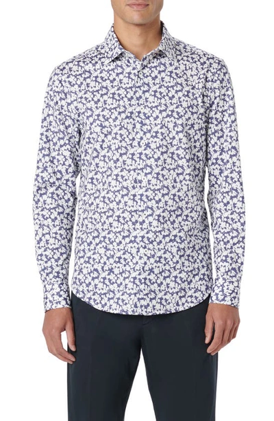 Bugatchi James Ooohcotton® Floral Button-up Shirt In Navy