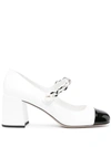Miu Miu 70mm Square-toe Patent Leather Pumps In White Black