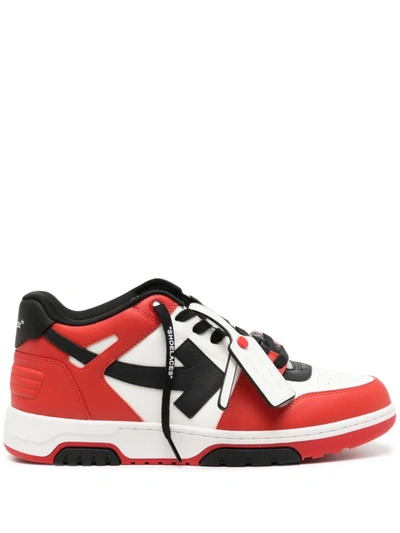 Off-white Out Of Office Panelled Leather Trainers In Red