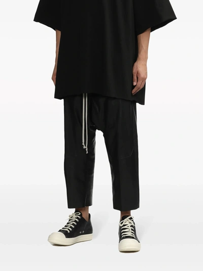 RICK OWENS RICK OWENS MEN LEATHER DRAWSTRING CROPPED PANTS