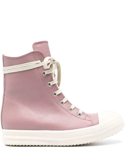 Rick Owens Scarpe In Pelle - Sneakers In 6311  Dusty  Pink/milk/milk