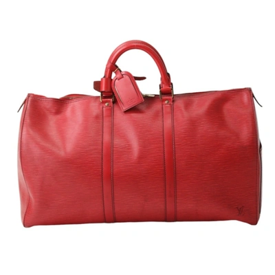 Pre-owned Louis Vuitton Keepall 50 Red Leather Travel Bag ()