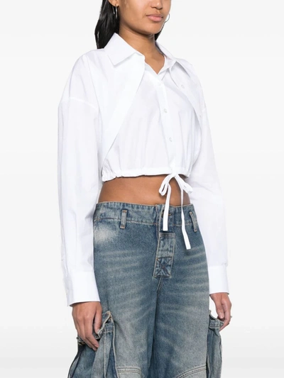 Alexander Wang T Alexanderwang.t Cotton Cropped Drawstring Shirt In 100 White