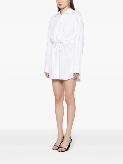 Alexander Wang T T By Alexander Wang Women Self Tie Double Layered Shirt Dress In 100 White