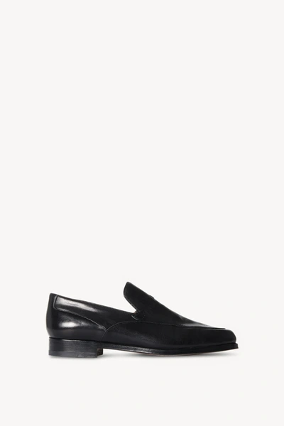 The Row Leather Loafer Pumps In Black Blk