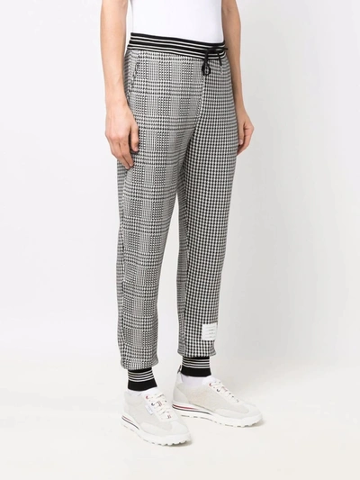 Thom Browne Houndstooth Print Track Pants In Black