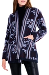 Nic + Zoe Moody Blooms Cardigan In Blue Multi
