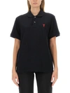 Ami Alexandre Mattiussi Ami Paris Ami Paris De Coeur Cotton Plo Shirt In Black