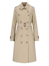 Burberry Belted Double-breasted Trench Coat With Epaulettes And Storm Flap In Beige