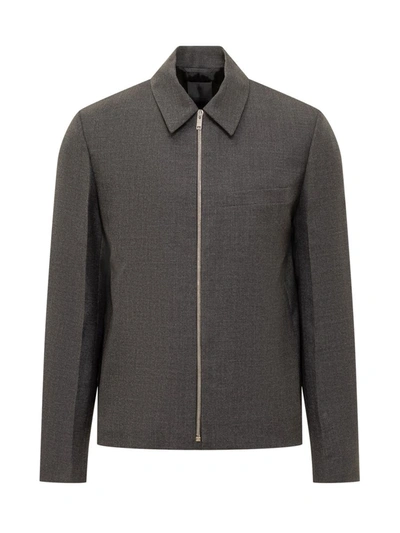 Givenchy Logo Plaque Zipped Shirt In Grey