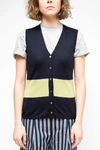 La Rose Blue V-neck Sleeveless Vest