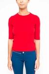 La Rose Red Round Neck Sweater Top
