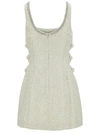 SELF-PORTRAIT MINI IVORY DRESS WITH BOWS AND CUT-OUT IN TWEED WOMAN