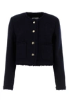Miu Miu Sequin-embellished Tweed Jacket In Blue