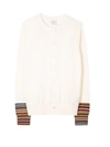 PAUL SMITH PAUL SMITH CARDIGAN WITH 'SIGNATURE STRIPE' CUFFS IVORY