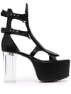 Rick Owens Black Ankle-high Spartans Heels In Black