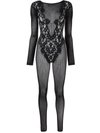 WOLFORD WOLFORD ONE-PIECE JUMPSUIT WITH WORN EFFECT