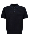 Brioni Trama Weave Polo Shirt In Blue
