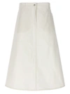 Studio Nicholson High-waisted Midi Skirt With Front And Back Pockets In White