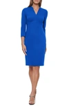 Calvin Klein Women's 3/4-sleeve V-neck Sheath Dress In Ultramarine