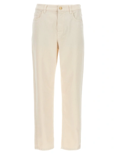 Brunello Cucinelli High-waisted Cropped Jeans In Ivory