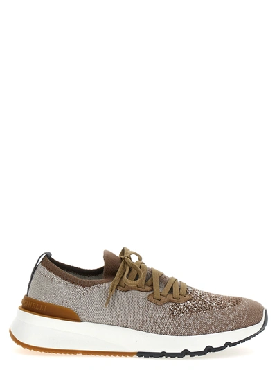 Brunello Cucinelli Lace Up Sock Sneakers In Brown