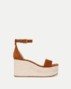 Veronica Beard Gianna Raffia Wedge Sandal In Caramel