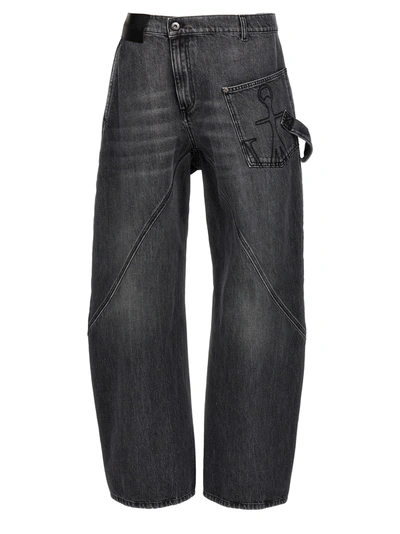 Jw Anderson Oversized Twisted Wide-leg Jeans In Grey