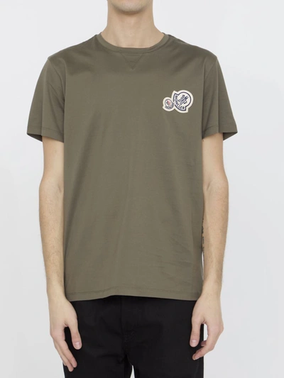 Moncler Logo Cotton T-shirt In Olive