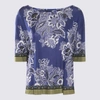 Etro Floral-print Contrasting-trim Blouse In Blue