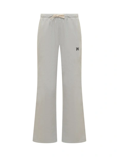 Palm Angels Cotton Blend Track Pants With Logo In Grey
