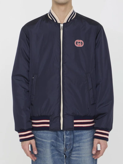 Gucci Reversible Nylon Jacket In Blue