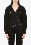 Alexander Mcqueen Cropped Denim Jacket In Black