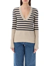A.p.c. Pull Lou In Ecru/dark Navy