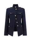 Alexander Mcqueen Alexander Mc Queen Single Breasted Navy Wool Jacket In Blue