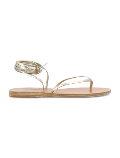 Ancient Greek Sandals 5mm Celia Metallic Leather Flat Sandals In Platin