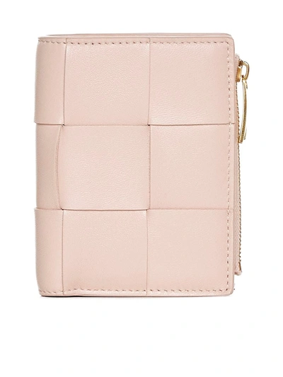Bottega Veneta Cassette Intrecciato Bi-fold Wallet In Pink