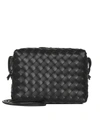 Bottega Veneta Loop Intrecciato Leather Crossbody Bag In Black
