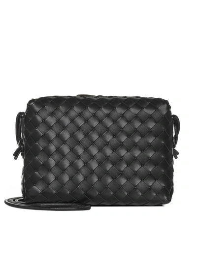 Bottega Veneta Loop Intrecciato Leather Crossbody Bag In Black