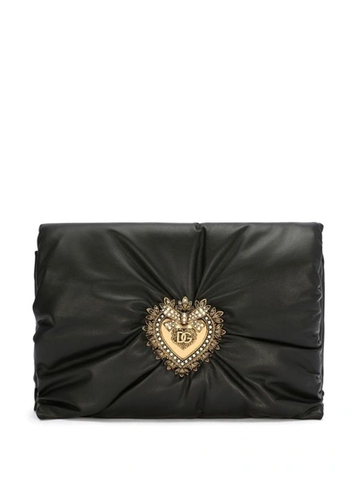 Dolce & Gabbana Medium Devotion Soft Shoulder Bag In Black