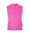 Ganni Logo-buttons Sleeveless Top In Fuchsia