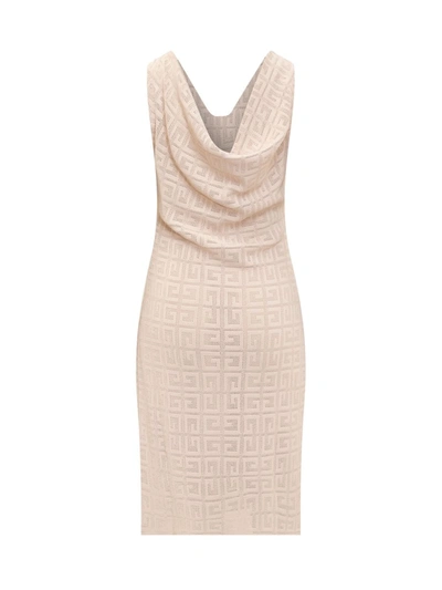Givenchy Draped Dress 4g In Jacquard In Blush Pink