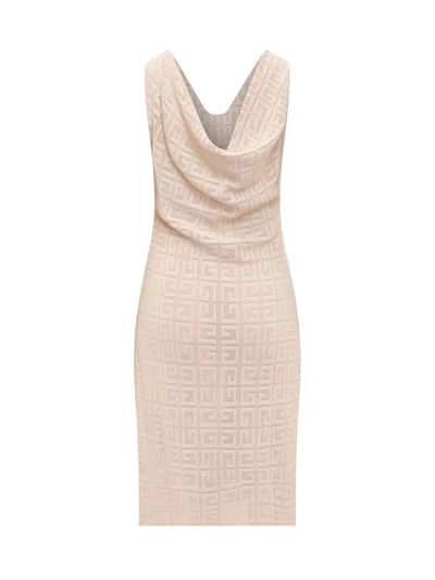 Givenchy Draped Dress In 4g Jacquard In Blush Pink