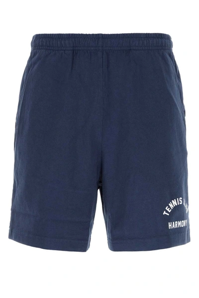 Harmony Paris Logo-print Cotton Track Shorts In Blue